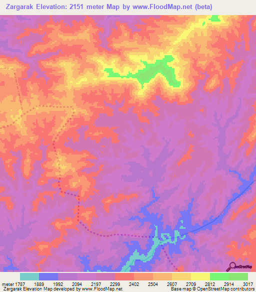 Zargarak,Afghanistan Elevation Map
