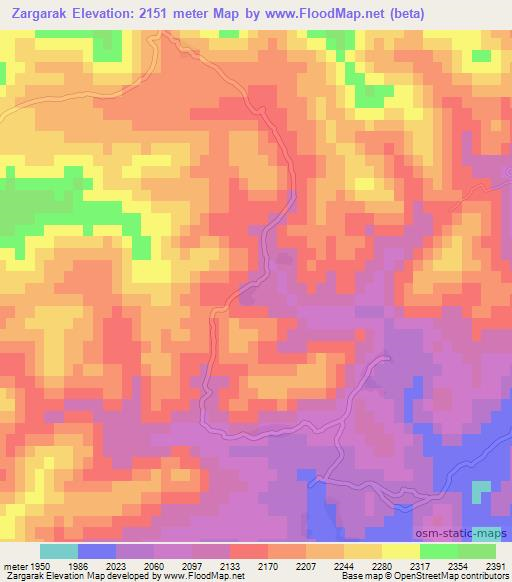 Zargarak,Afghanistan Elevation Map
