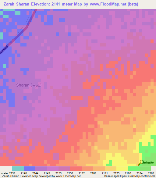 Zarah Sharan,Afghanistan Elevation Map