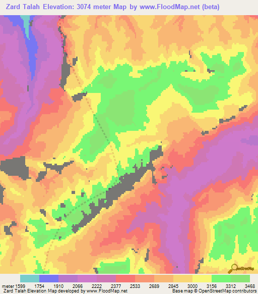 Zard Talah,Afghanistan Elevation Map
