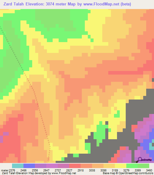 Zard Talah,Afghanistan Elevation Map