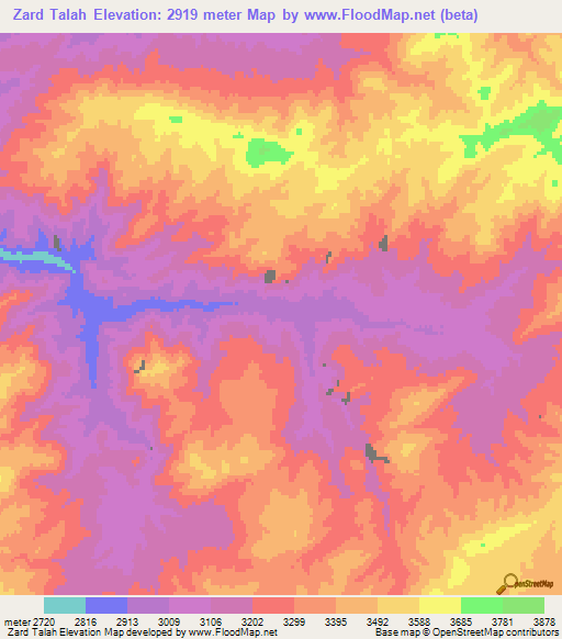 Zard Talah,Afghanistan Elevation Map