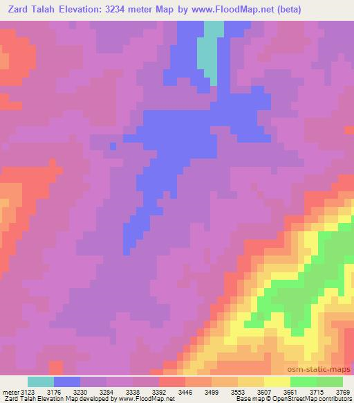 Zard Talah,Afghanistan Elevation Map