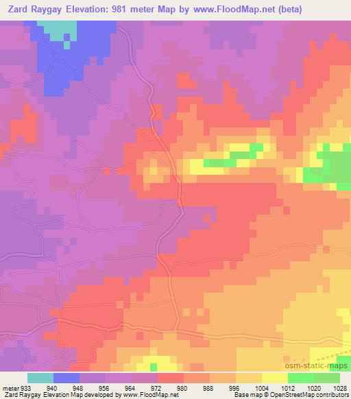 Zard Raygay,Afghanistan Elevation Map