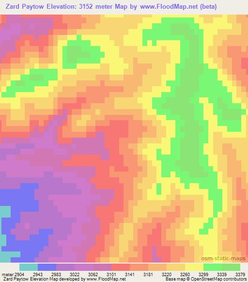 Zard Paytow,Afghanistan Elevation Map