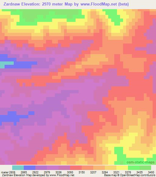 Zardnaw,Afghanistan Elevation Map