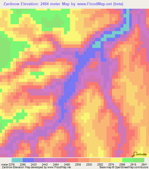 Zardnow,Afghanistan Elevation Map