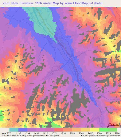Zard Khak,Afghanistan Elevation Map
