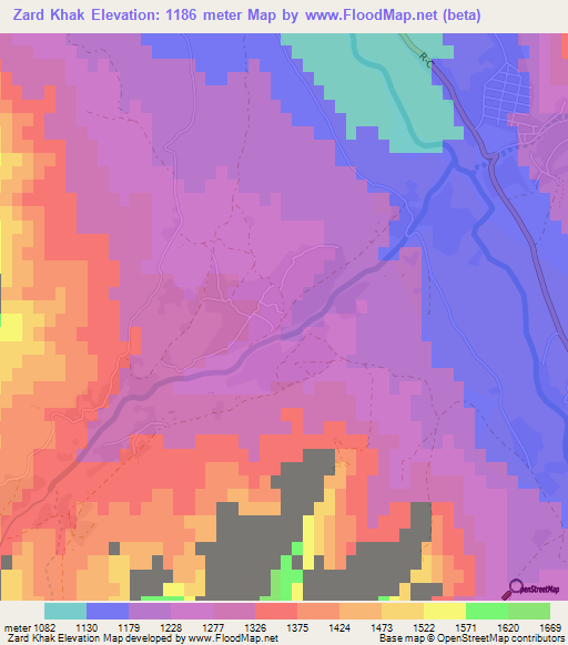 Zard Khak,Afghanistan Elevation Map
