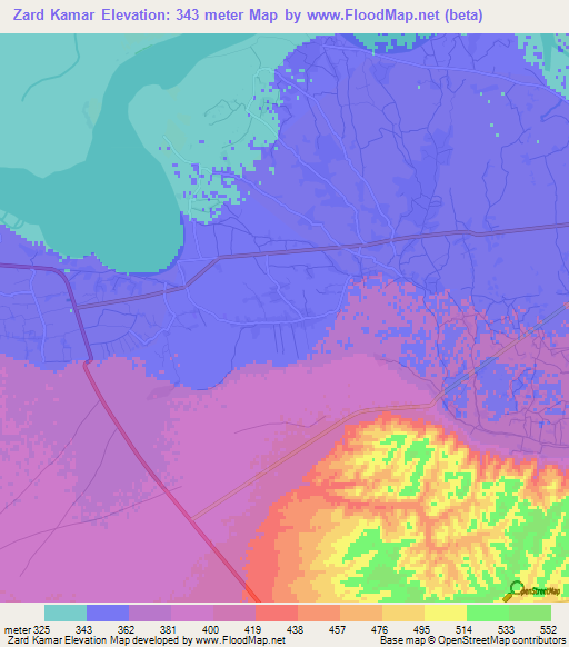 Zard Kamar,Afghanistan Elevation Map