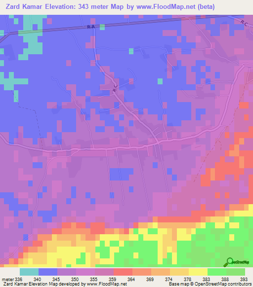 Zard Kamar,Afghanistan Elevation Map