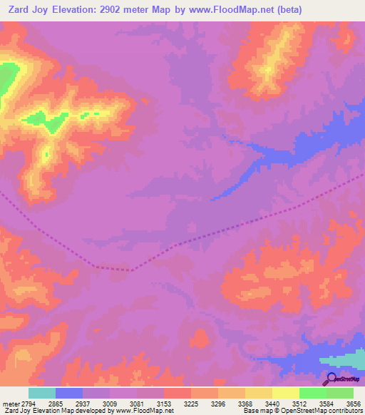 Zard Joy,Afghanistan Elevation Map
