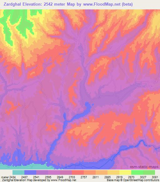 Zardghal,Afghanistan Elevation Map