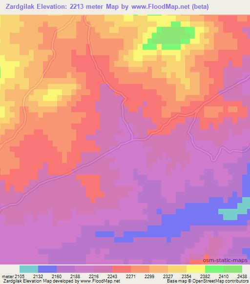 Zardgilak,Afghanistan Elevation Map