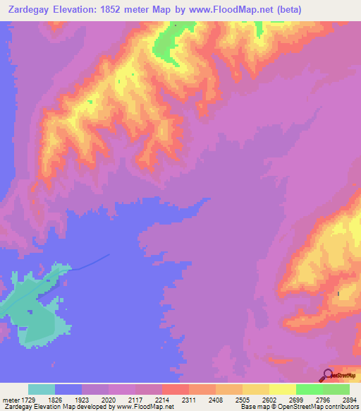 Zardegay,Afghanistan Elevation Map