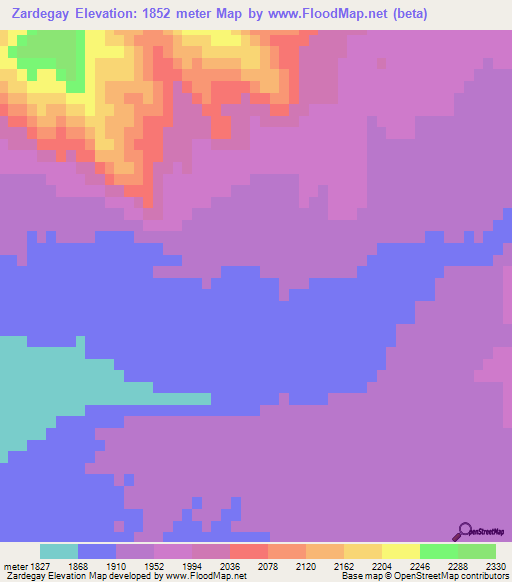 Zardegay,Afghanistan Elevation Map