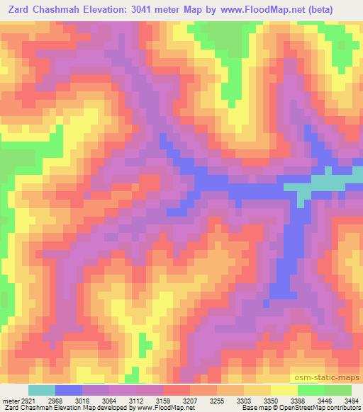 Zard Chashmah,Afghanistan Elevation Map