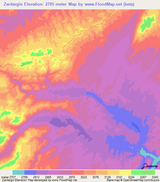 Zardargin,Afghanistan Elevation Map