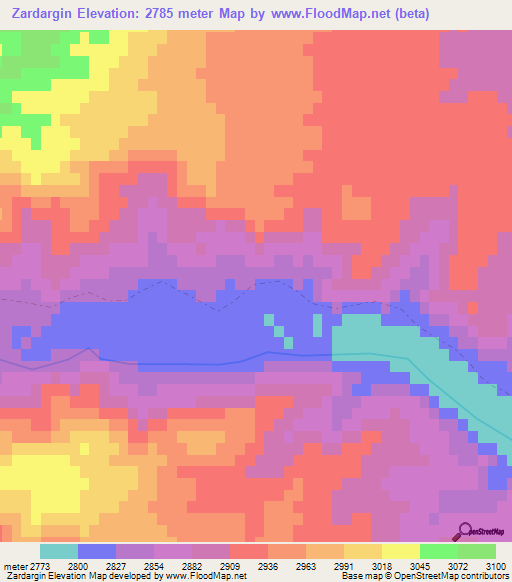 Zardargin,Afghanistan Elevation Map