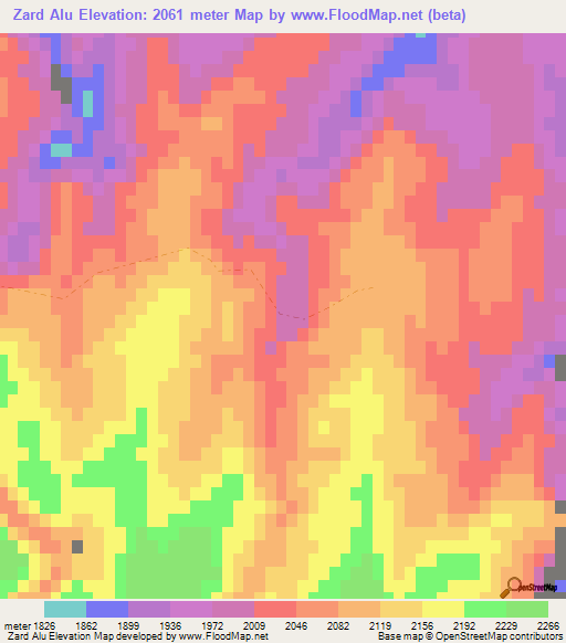 Zard Alu,Afghanistan Elevation Map