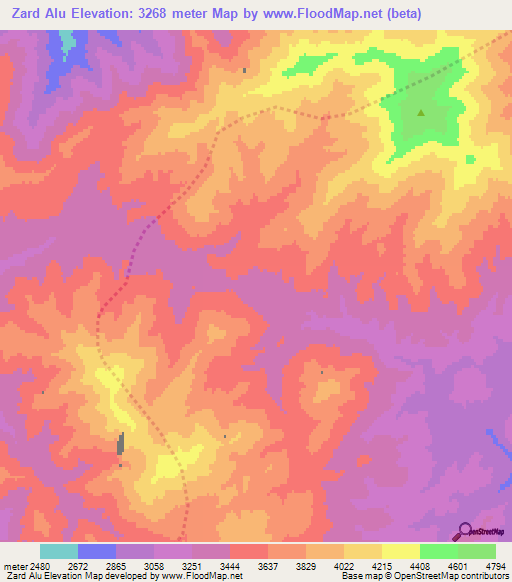 Zard Alu,Afghanistan Elevation Map