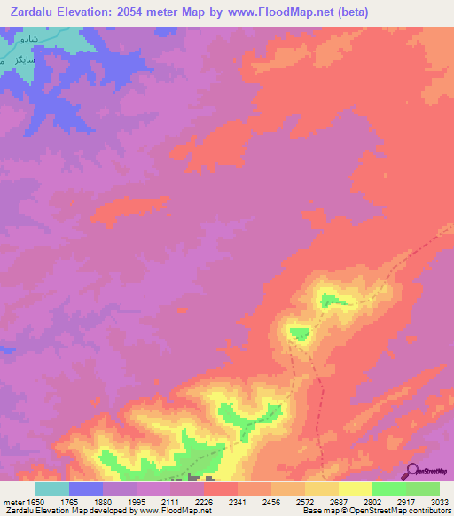 Zardalu,Afghanistan Elevation Map