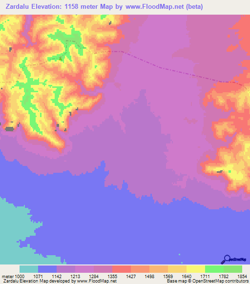 Zardalu,Afghanistan Elevation Map