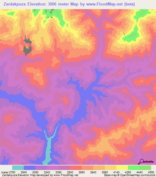 Zardakpuza,Afghanistan Elevation Map