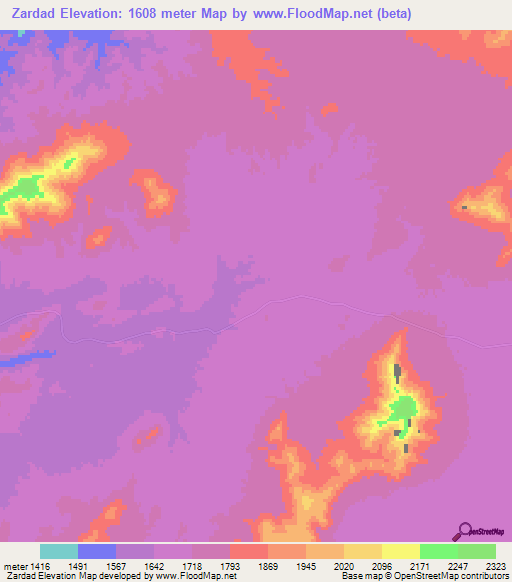 Zardad,Afghanistan Elevation Map