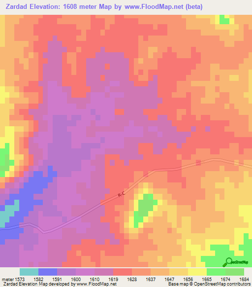 Zardad,Afghanistan Elevation Map