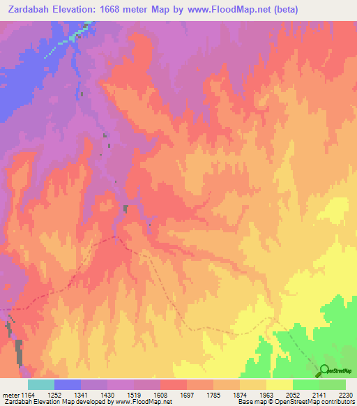 Zardabah,Afghanistan Elevation Map