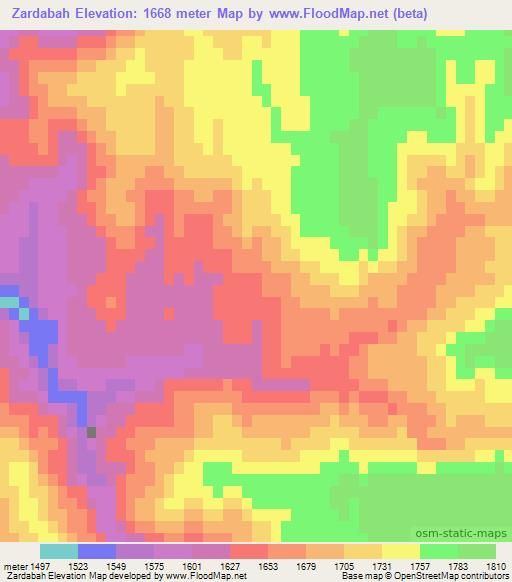 Zardabah,Afghanistan Elevation Map
