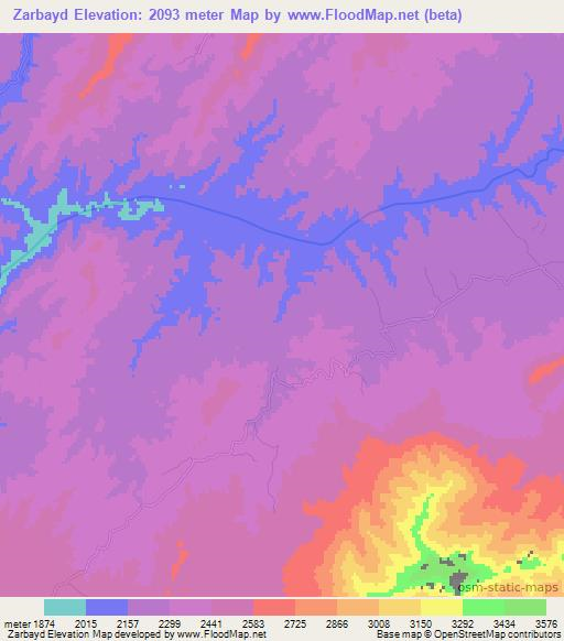 Zarbayd,Afghanistan Elevation Map