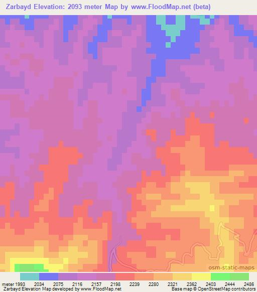 Zarbayd,Afghanistan Elevation Map