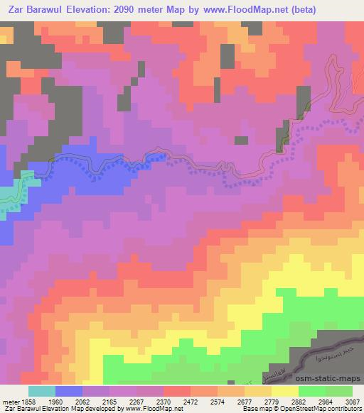 Zar Barawul,Afghanistan Elevation Map