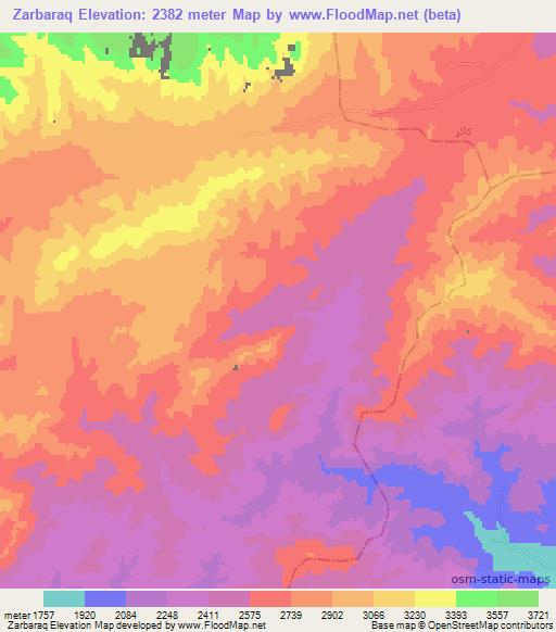 Zarbaraq,Afghanistan Elevation Map
