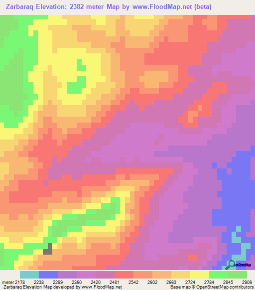 Zarbaraq,Afghanistan Elevation Map