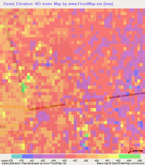 Zaranj,Afghanistan Elevation Map
