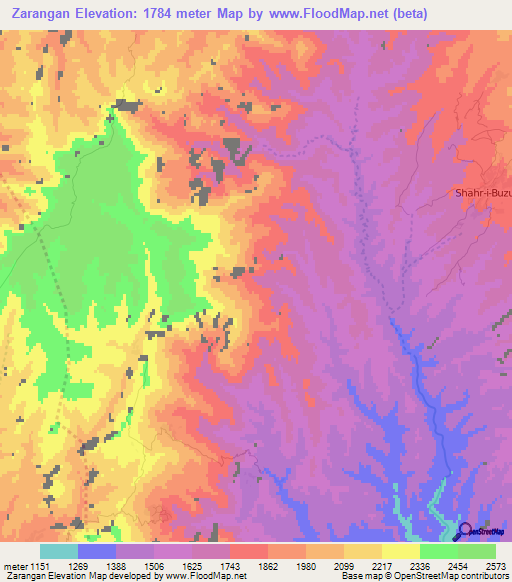 Zarangan,Afghanistan Elevation Map