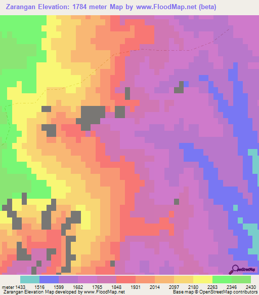 Zarangan,Afghanistan Elevation Map