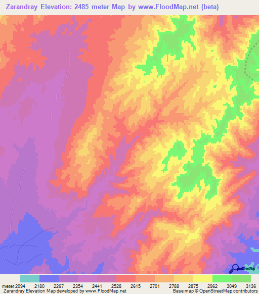 Zarandray,Afghanistan Elevation Map