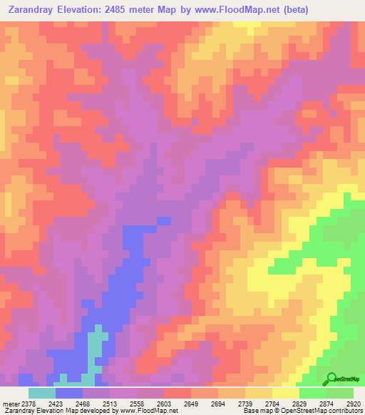 Zarandray,Afghanistan Elevation Map