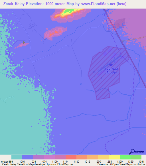 Zarak Kelay,Afghanistan Elevation Map