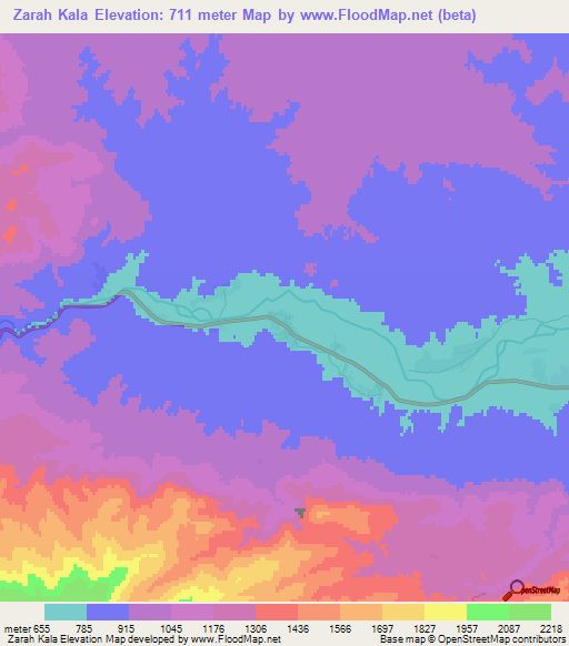 Zarah Kala,Afghanistan Elevation Map