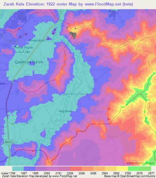 Zarah Kala,Afghanistan Elevation Map