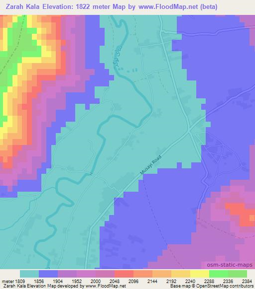 Zarah Kala,Afghanistan Elevation Map