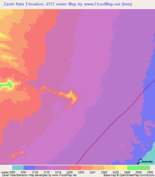Zareh Kala,Afghanistan Elevation Map