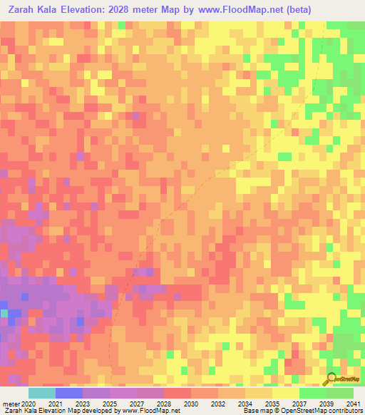 Zarah Kala,Afghanistan Elevation Map