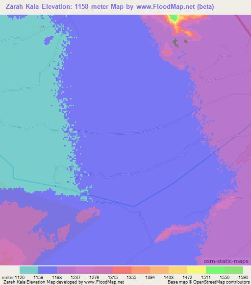 Zarah Kala,Afghanistan Elevation Map