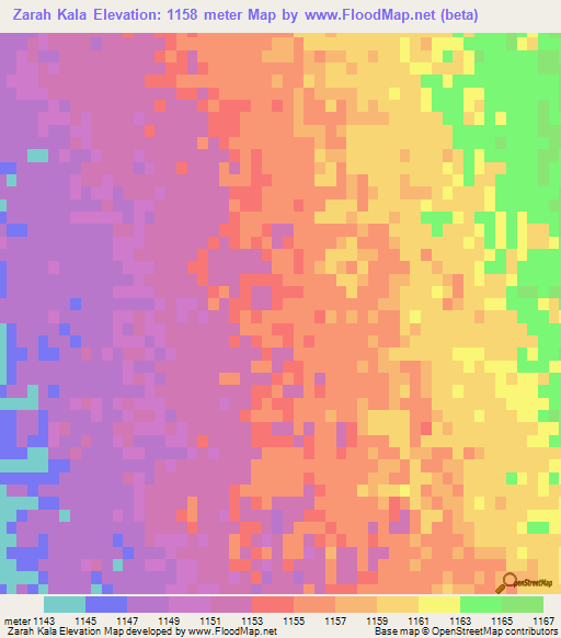 Zarah Kala,Afghanistan Elevation Map